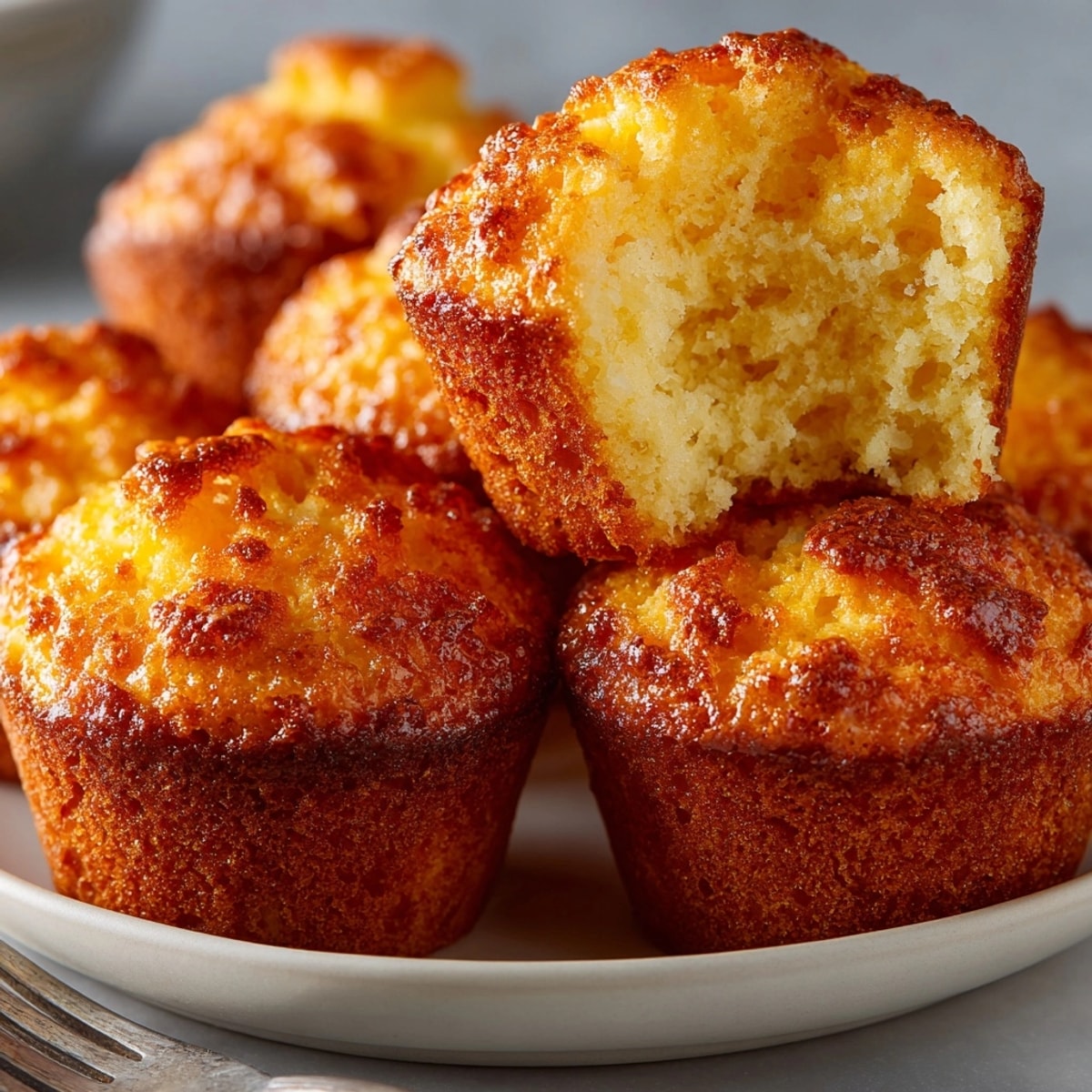Golden, buttery cornbread muffins cooling on a wire rack, ready for a Southern supper.