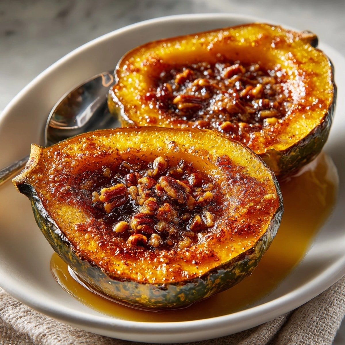 Golden Roasted Acorn Squash with Cinnamon Butter melting, ready for an autumn feast.
