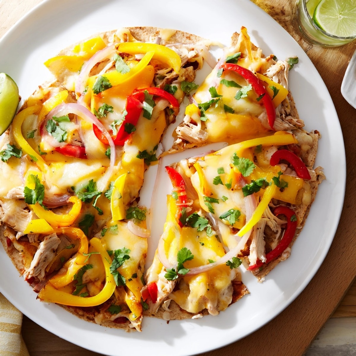 Close-up view of flavorful Mango Chicken Fajita Casserole with chicken and colorful peppers.