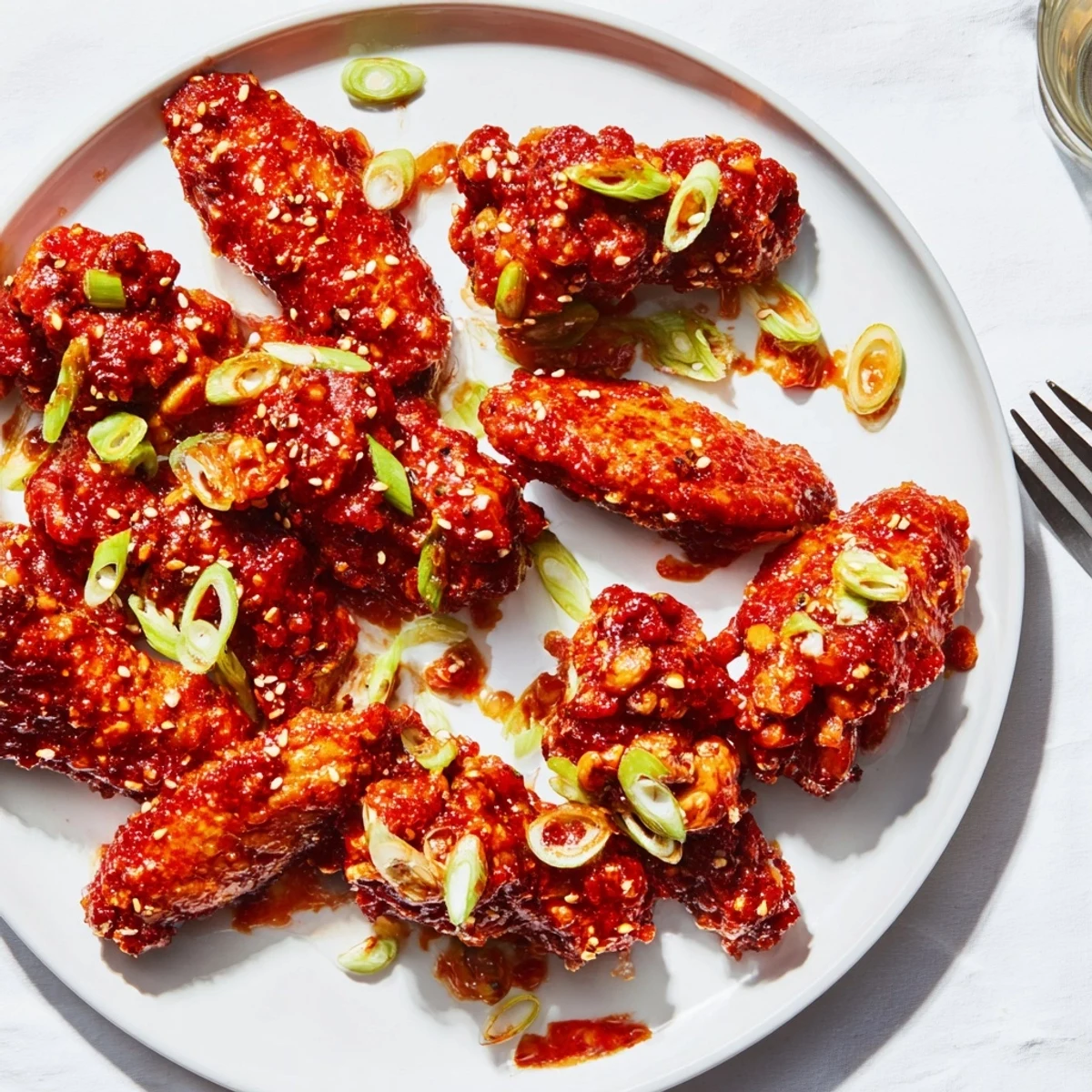 Spicy, tender chicken wings coated in chili garlic sauce, topped with soda float bliss.  