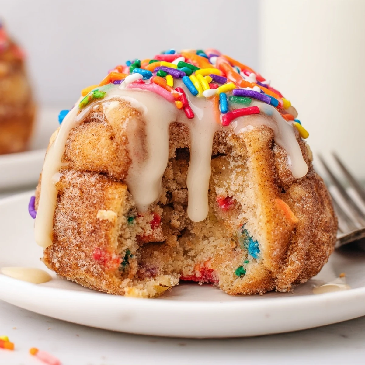 Colorful Funfetti Biscuit Monkey Muffins are warm and fluffy, perfect for brunch.