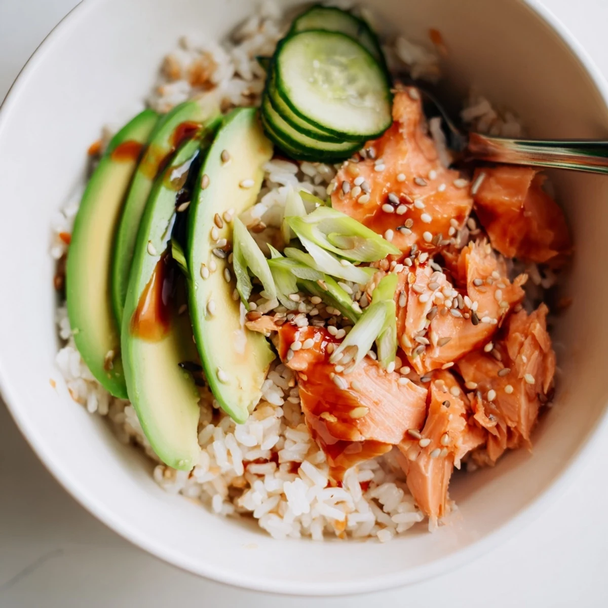 Easily prepared Leftover Salmon & Rice Bowl with steaming technique for moistness.