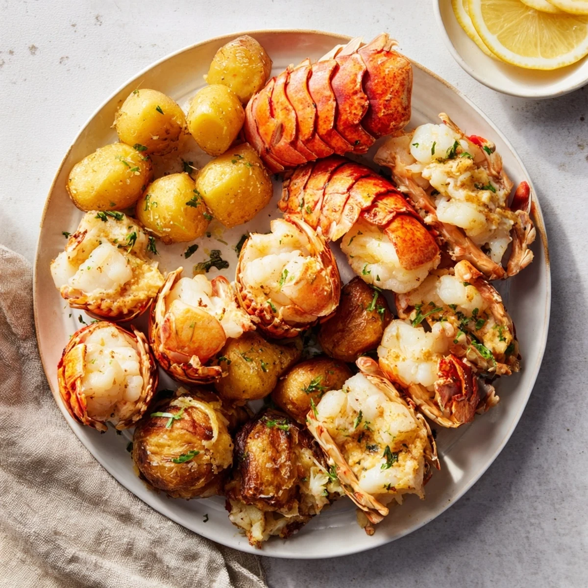Steaming Seafood Boil with crab, shrimp, sausage, and corn arranged on a platter, ready to serve.