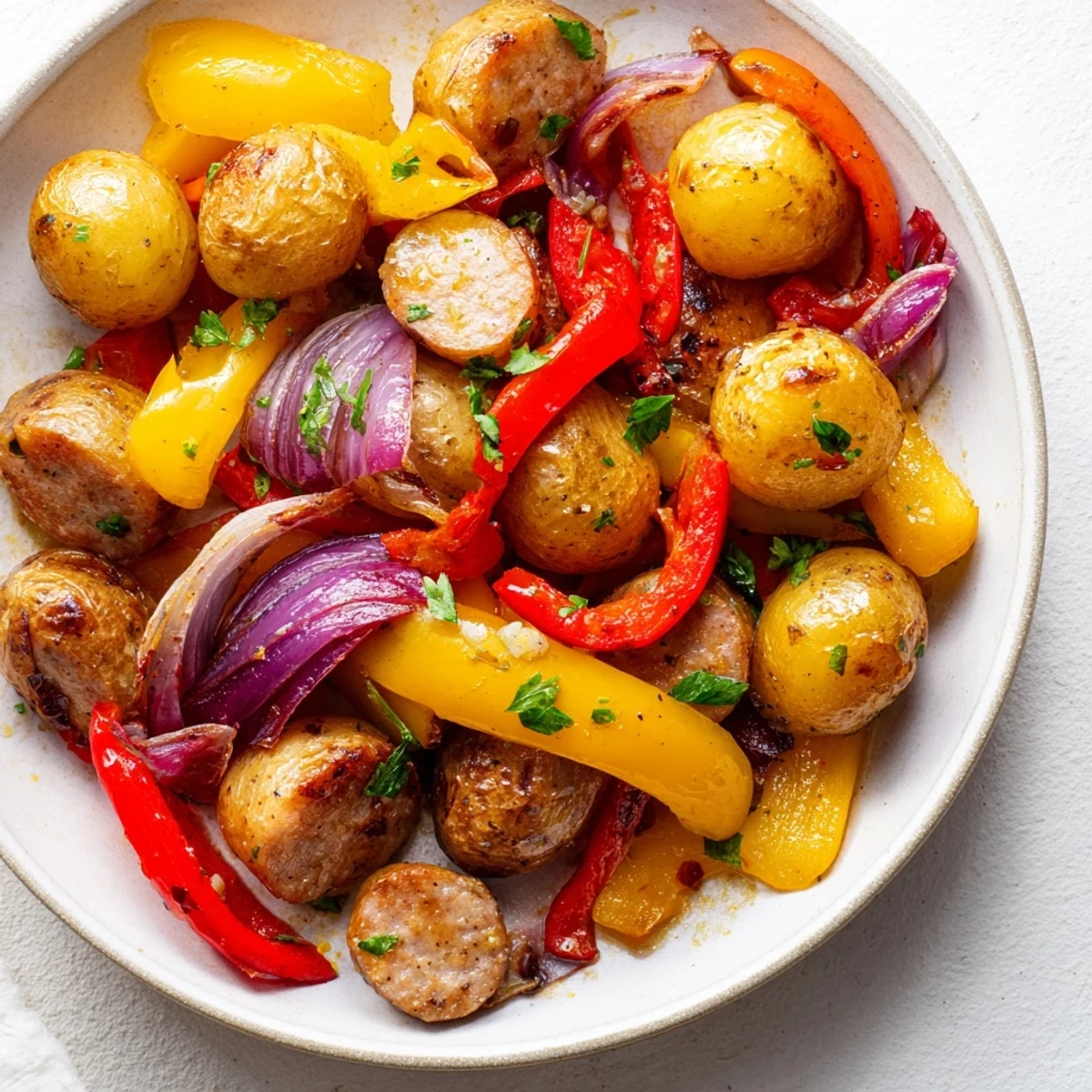 Sheet-Pan Sausage with Peppers