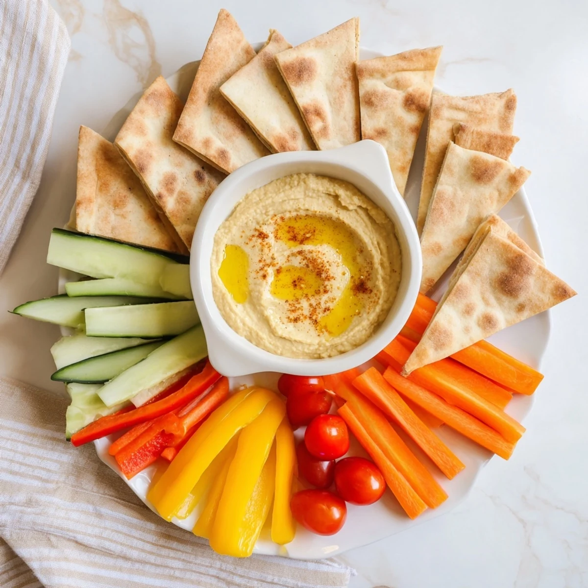 DIY Hummus Homemade Pita Veggies