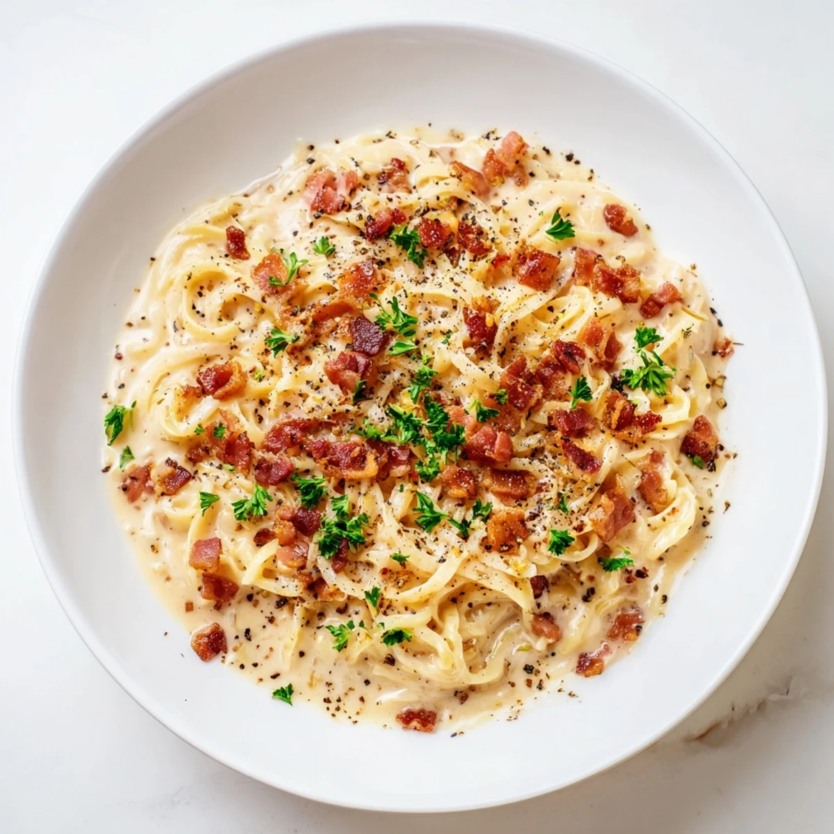 Instant Pot Carbonara Ramen Hack, a creamy bowl of noodles with crispy bacon and Parmesan.