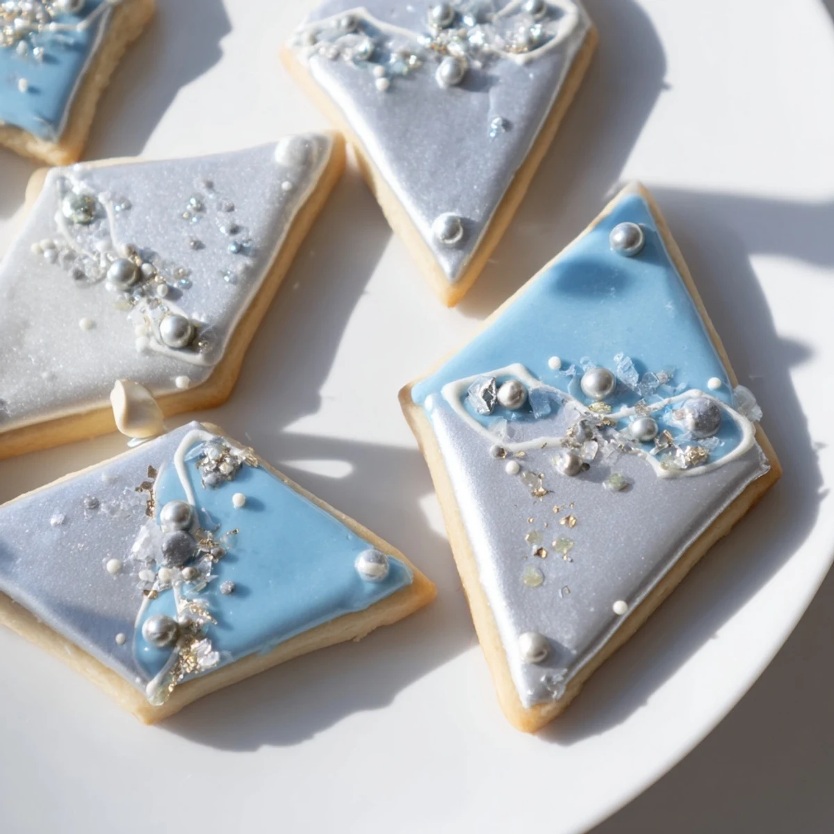 Elegant presentation of an Engagement Ring Diamond Dessert Tray, featuring shimmering white and silver edible gems.