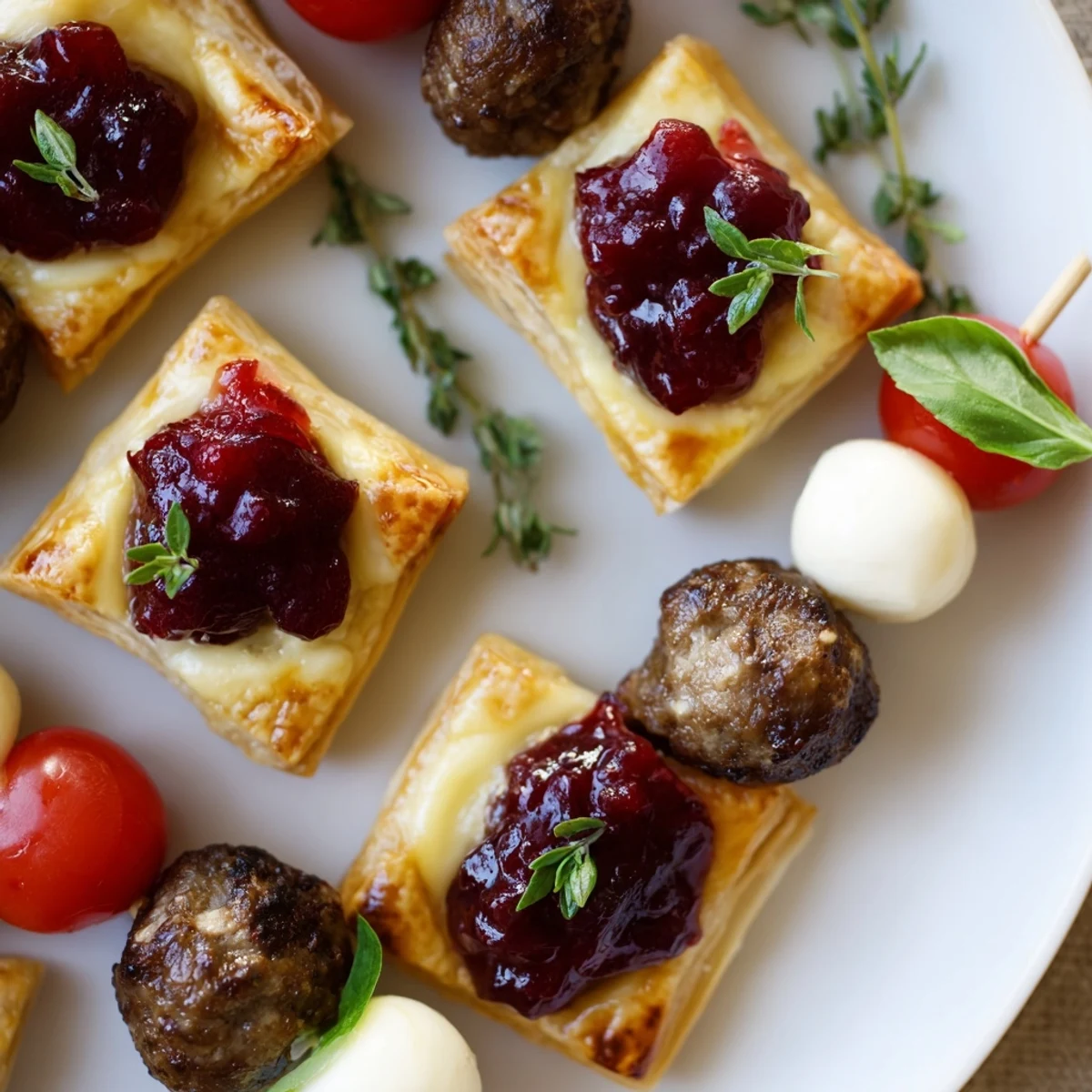 The warm, spiced meatballs are part of the Joy to the World Festive Appetizer Trio, a perfect holiday treat.