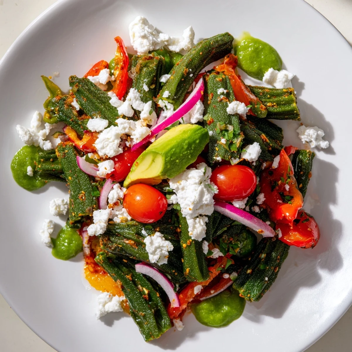 Close up shows a delicious Desert Cactus Taco Platter, a vegetarian feast with tortillas and queso fresco.