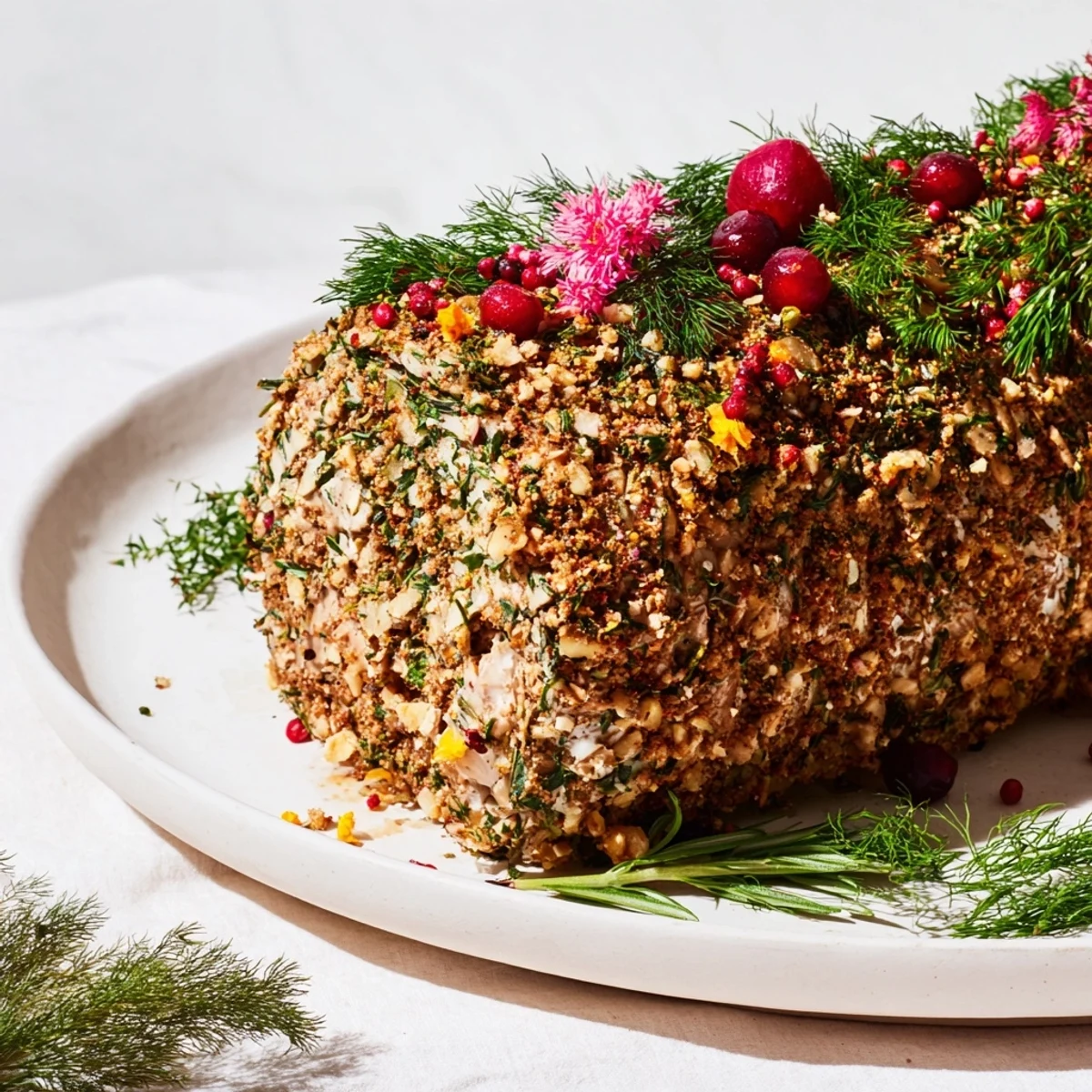 Yuletide Log Cheese Centerpiece