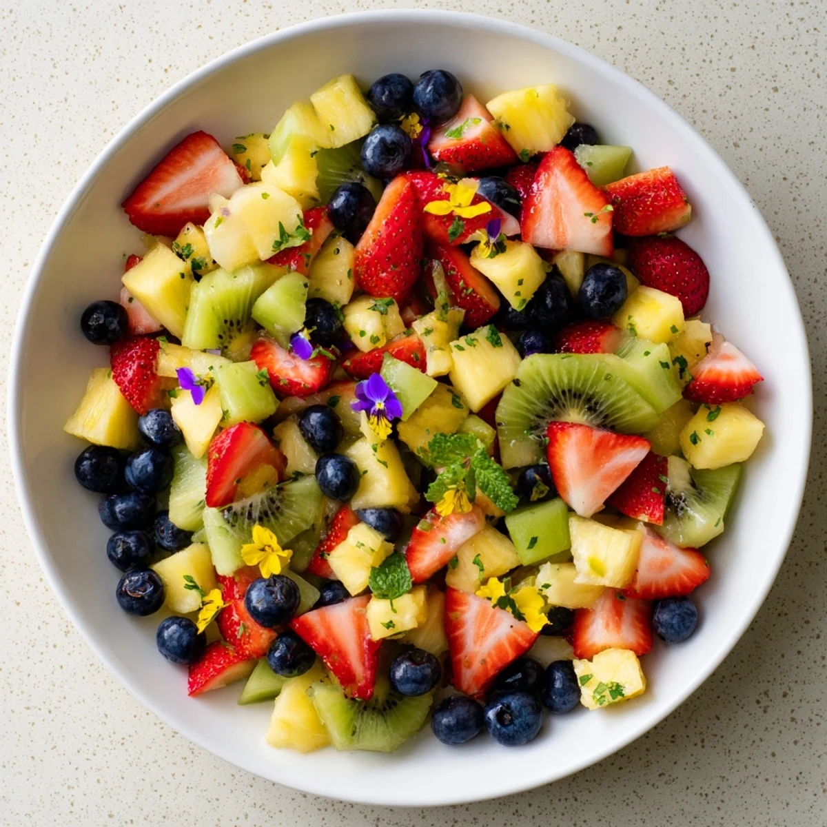 Enjoy a refreshing Festive Bow Fruit Medley featuring juicy strawberries and vibrant blueberries, chilled and ready.