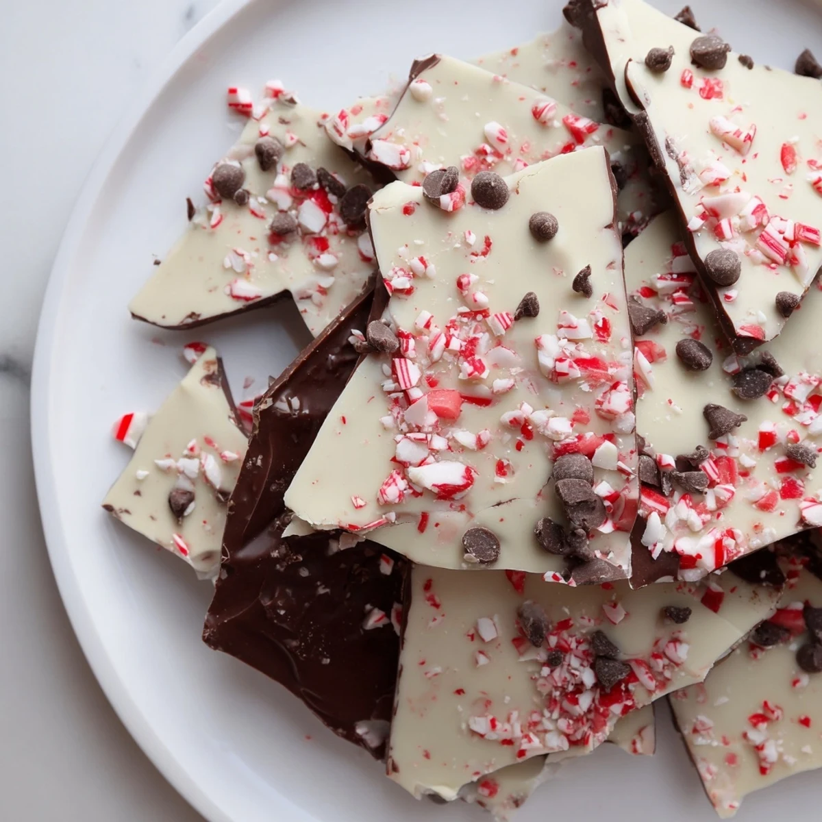 Crisp layers of chocolate and peppermint candies make up these delicious Peppermint Bark shards.