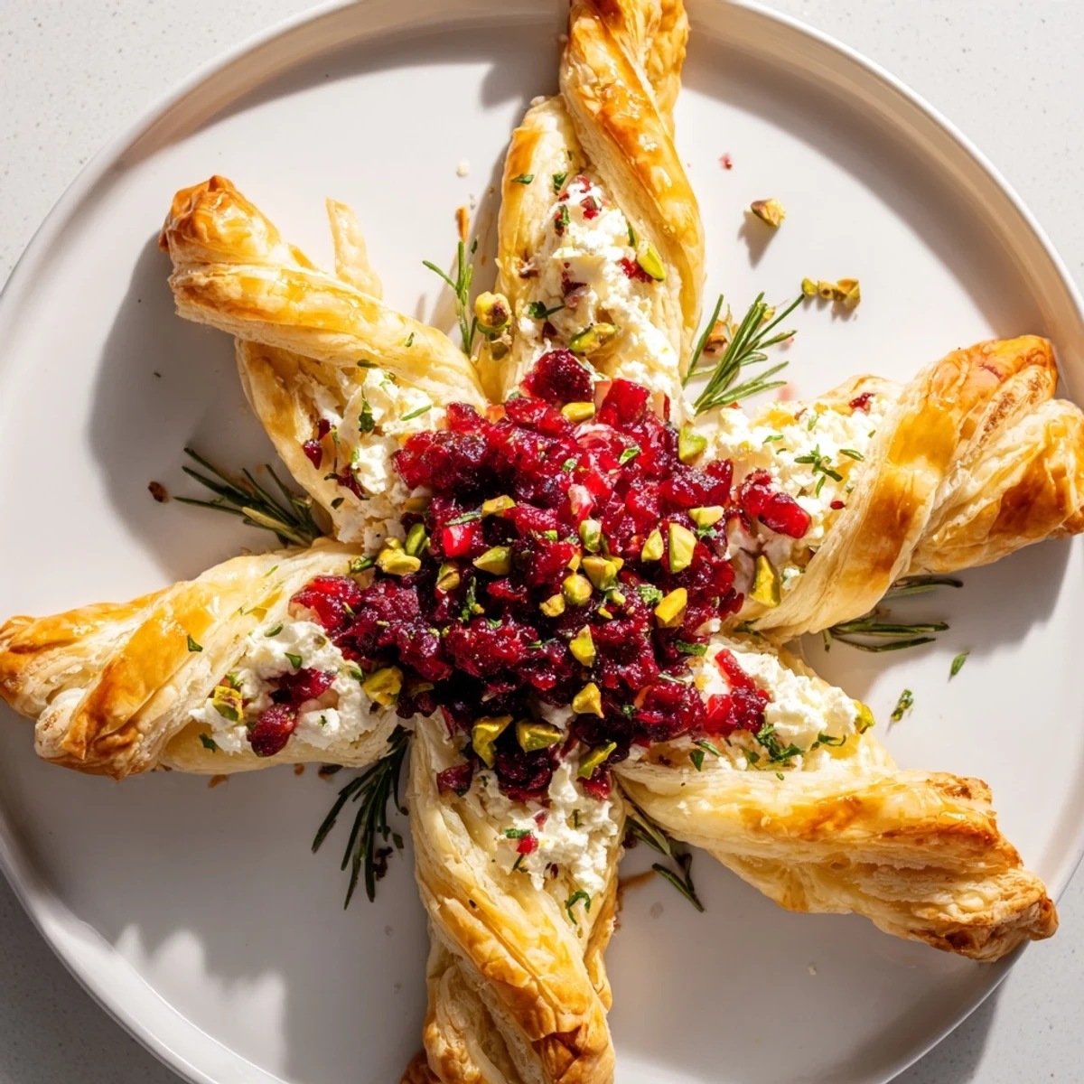 Festive Cranberry Christmas Star: Imagine a golden-brown pastry star with glistening cranberry filling.