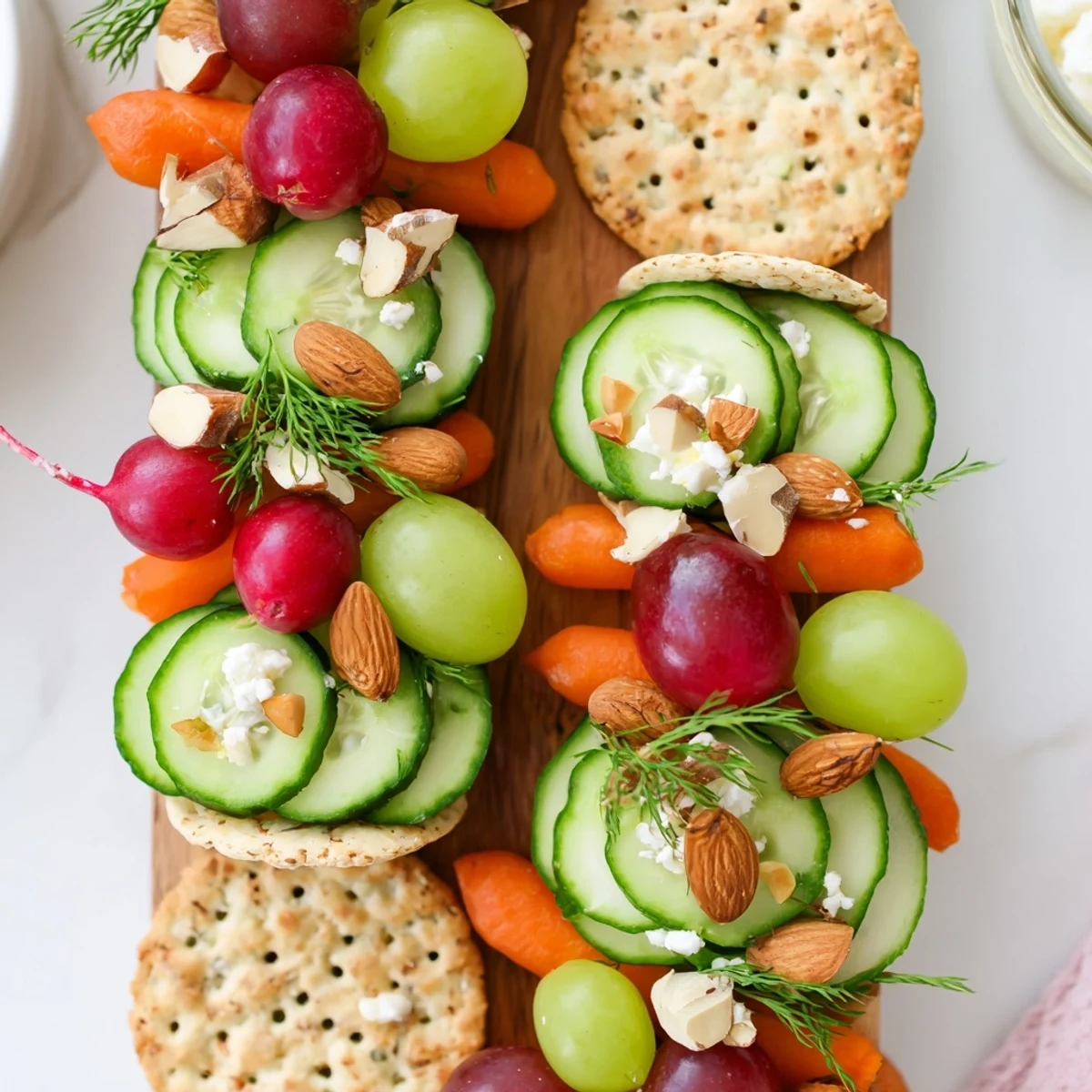 Enjoy The Zen Balance: a visually stunning board balanced with goat cheese, vegetables, and fruit.