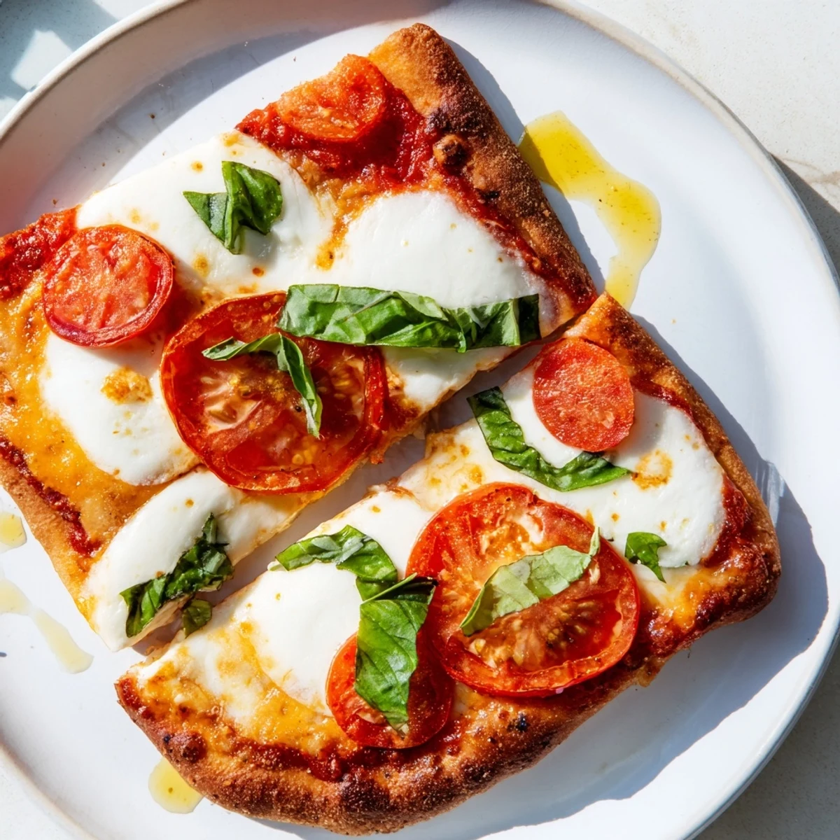 Flavorful Quick Margherita Naan Pizza, featuring gooey cheese and fragrant basil on a crispy naan base.