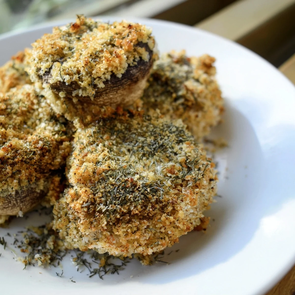 Golden, crispy Ranch-Seasoned Crispy Mushrooms fresh from the oven, ready for a flavorful bite.