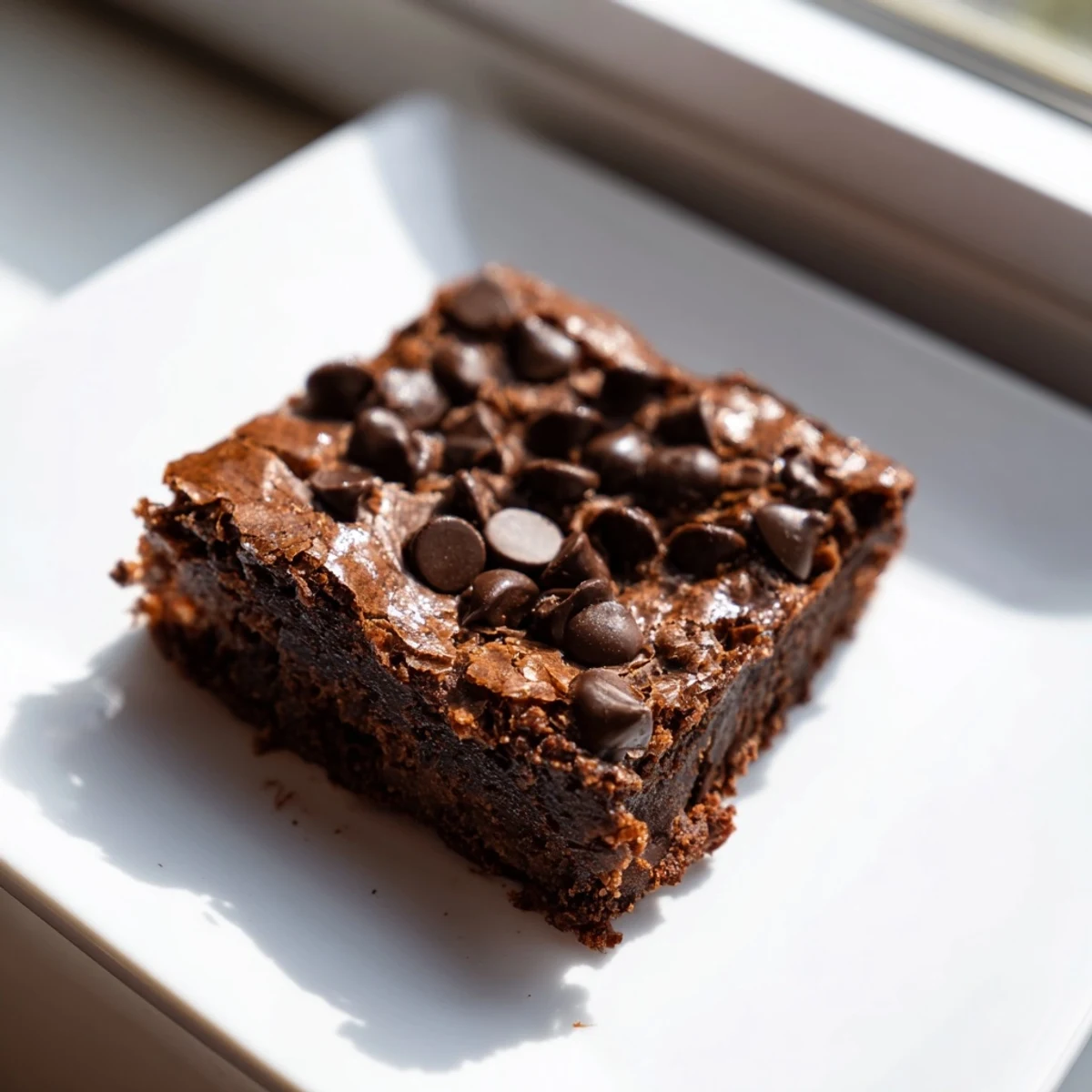 A close-up of delicious Greek yogurt brownies, offering a delightful mix of textures and rich cocoa aroma.