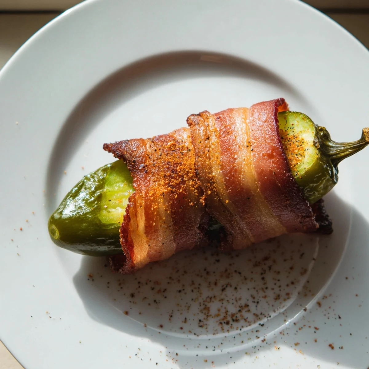 Bacon-wrapped pickles with glistening, perfectly cooked bacon and juicy dill pickle inside, delicious.