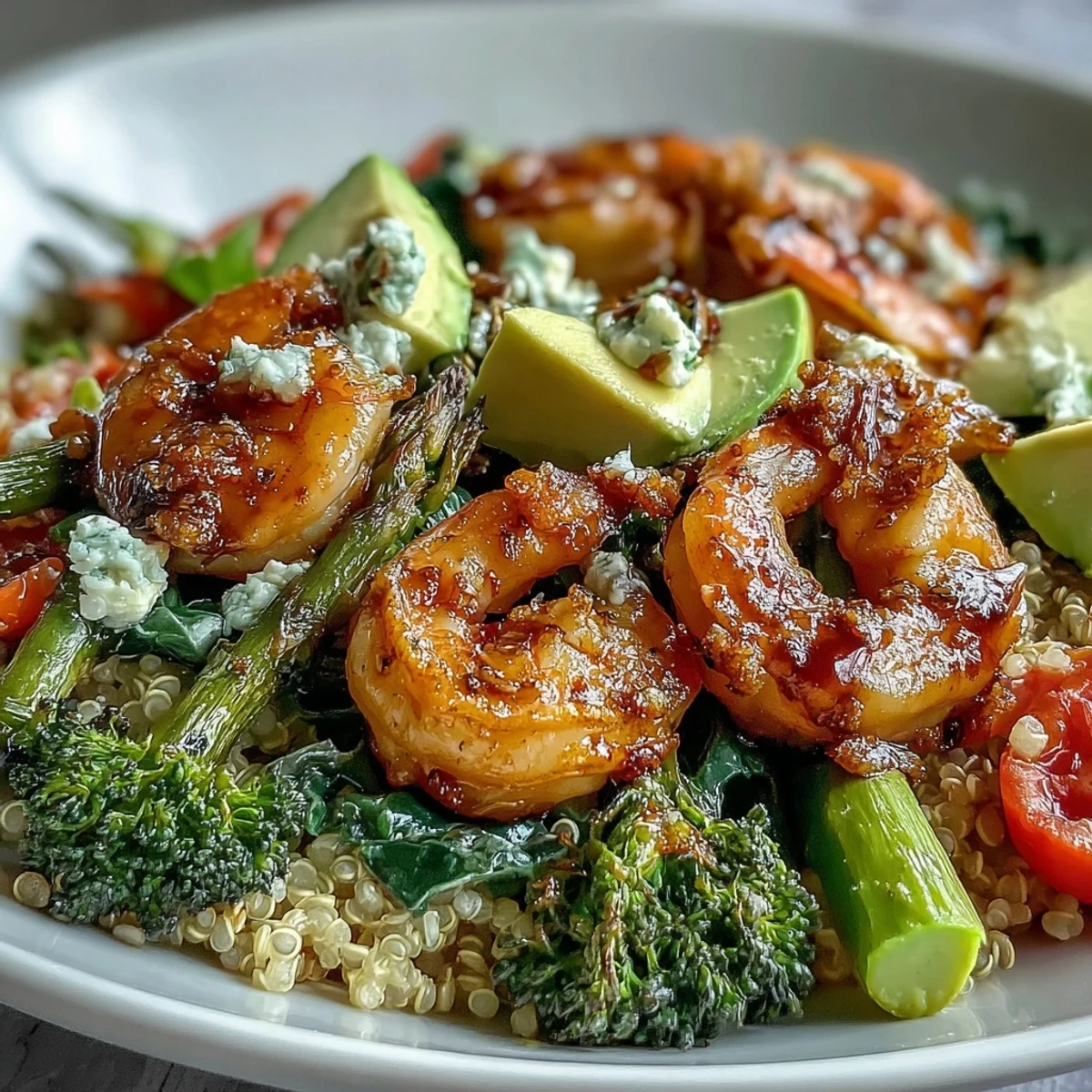 Fluffy quinoa and crisp red cabbage fill this colorful Rainbow Vegetable Detox Bowl, drizzled with tangy balsamic vinegar for serving.