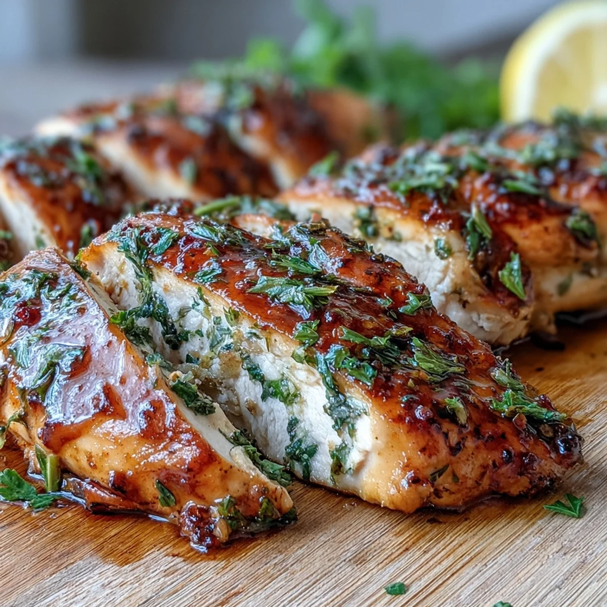 Perfectly juicy Oven Baked Chicken Breast served with roasted vegetables on a white plate, ideal for a busy weeknight meal.