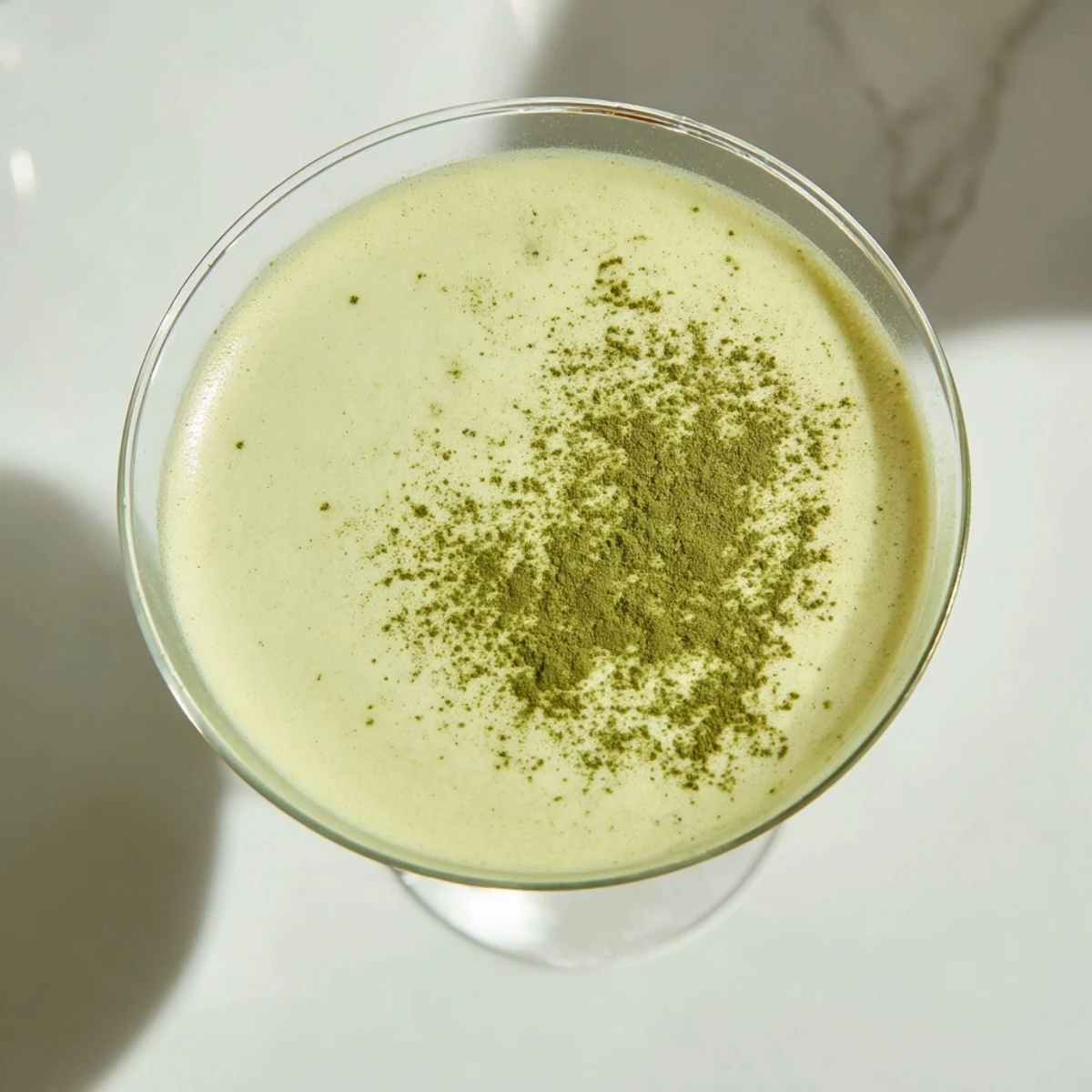 Creamy Matcha Martini, garnished and chilled, perfect for a sophisticated cocktail hour.