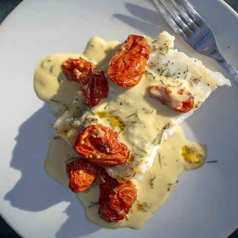 Grilled Cod Roasted Tomatoes Dill