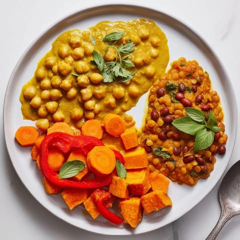 Vibrant Thai Red Lentil Curry bubbling in a pan, featuring bright carrots and basil.  