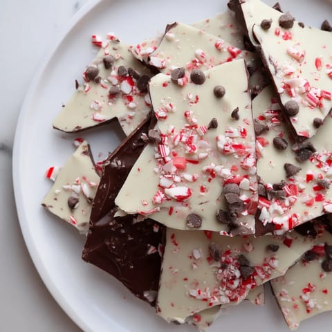 Crisp layers of chocolate and peppermint candies make up these delicious Peppermint Bark shards.