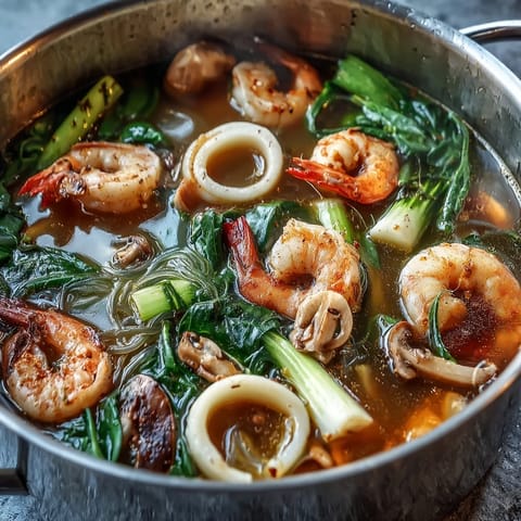 Asian hot pot seafood