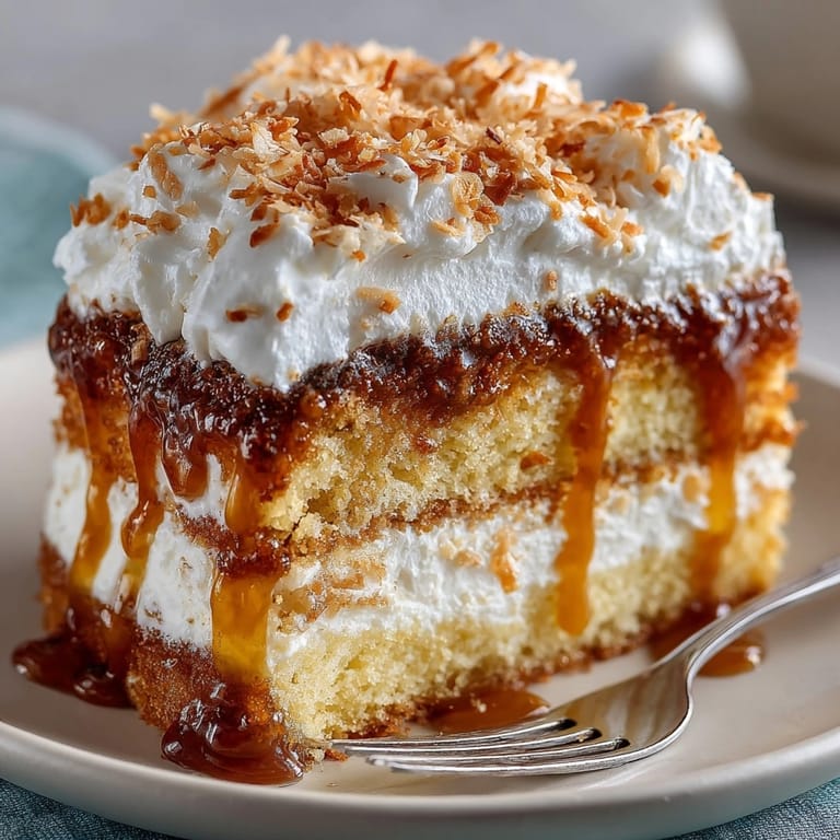 Top-down view: Tres Leches Coconut Eggnog Cake infused with spice and seasonal flavors.