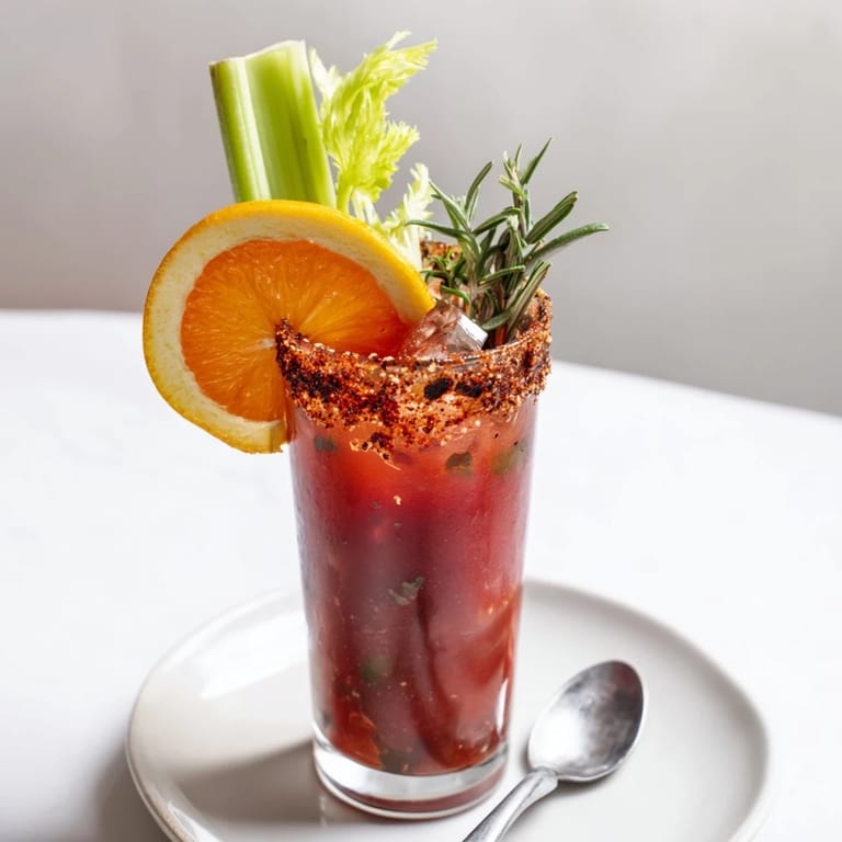 Festive Spicy Fall Mocktail: Smoky Bloody Cranberry, perfect for autumn brunch gatherings.