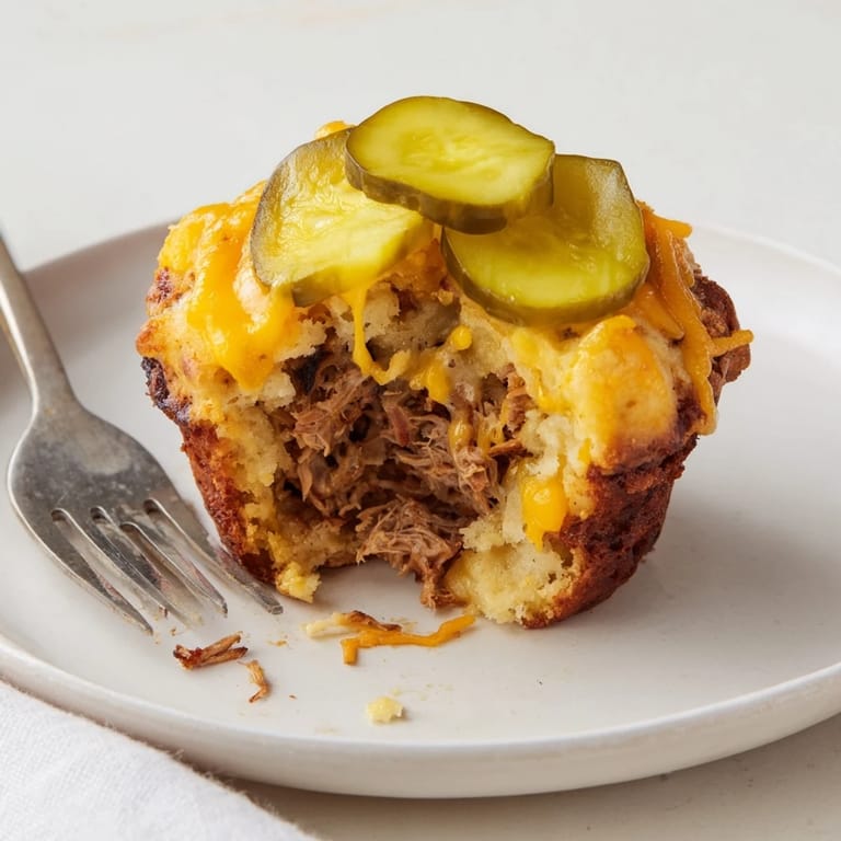Mouthwatering BBQ Pickle Pulled Pork Muffins, a delightful fusion of flavors and textures.