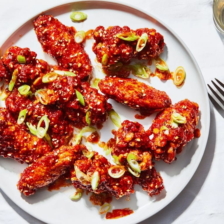 Spicy, tender chicken wings coated in chili garlic sauce, topped with soda float bliss.  