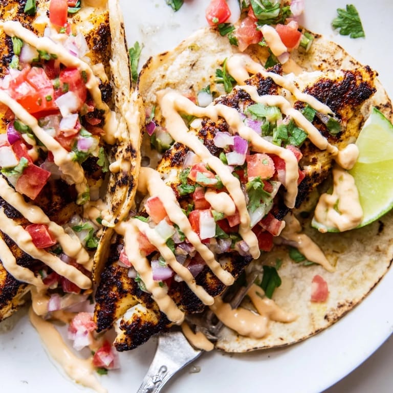 Enjoy these grilled fish tacos bursting with zesty flavors and vibrant toppings.  