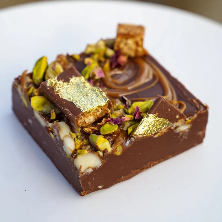 Fabulous Chocolate Bar Inspired Creations drizzled with spiced date caramel and edible gold.  