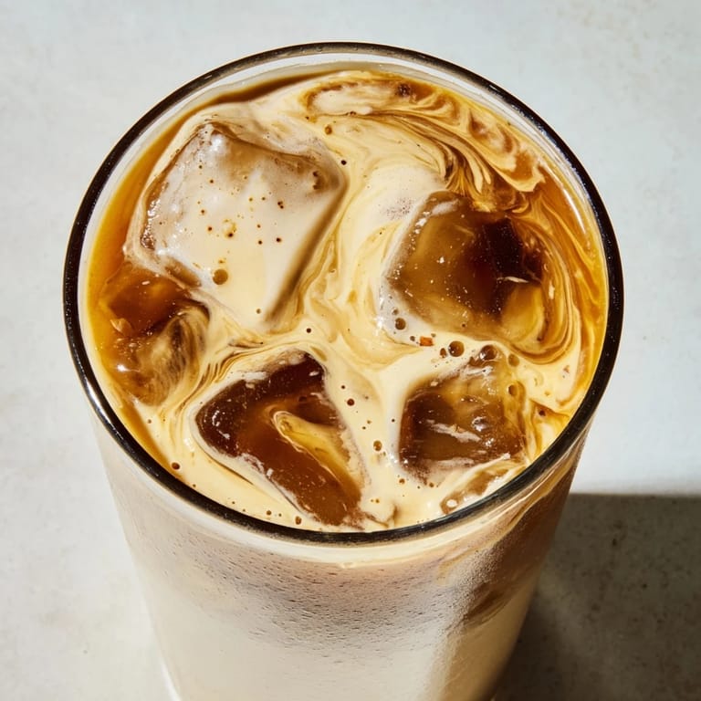 Smooth, chilled tahini iced coffee blended with cold brew for delightful sips.