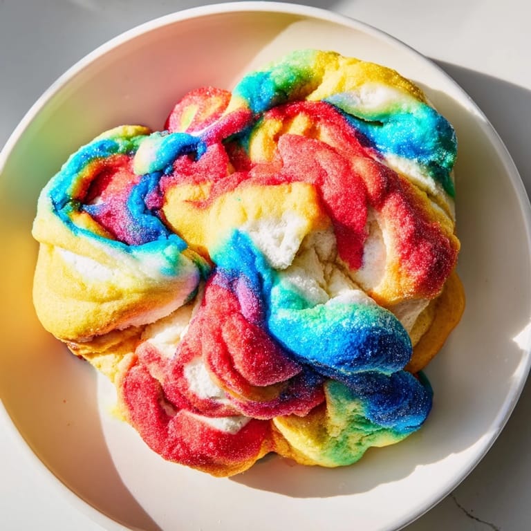 Delightful rainbow cloud bread, a visually stunning treat for festive gatherings.