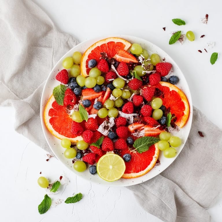 A close-up view of the Bubbly Bar New Years Eve garnish tray showcasing glistening berries and citrus slices.