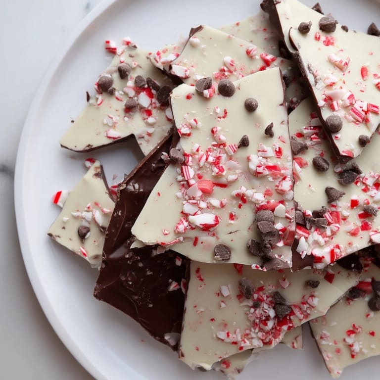 Crisp layers of chocolate and peppermint candies make up these delicious Peppermint Bark shards.