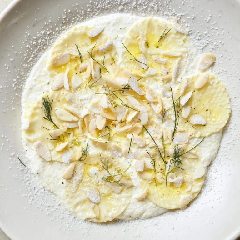 Detailed view of the Snowy Pinecone Centerpiece: a holiday appetizer with almond "scales" and snowy dusting.