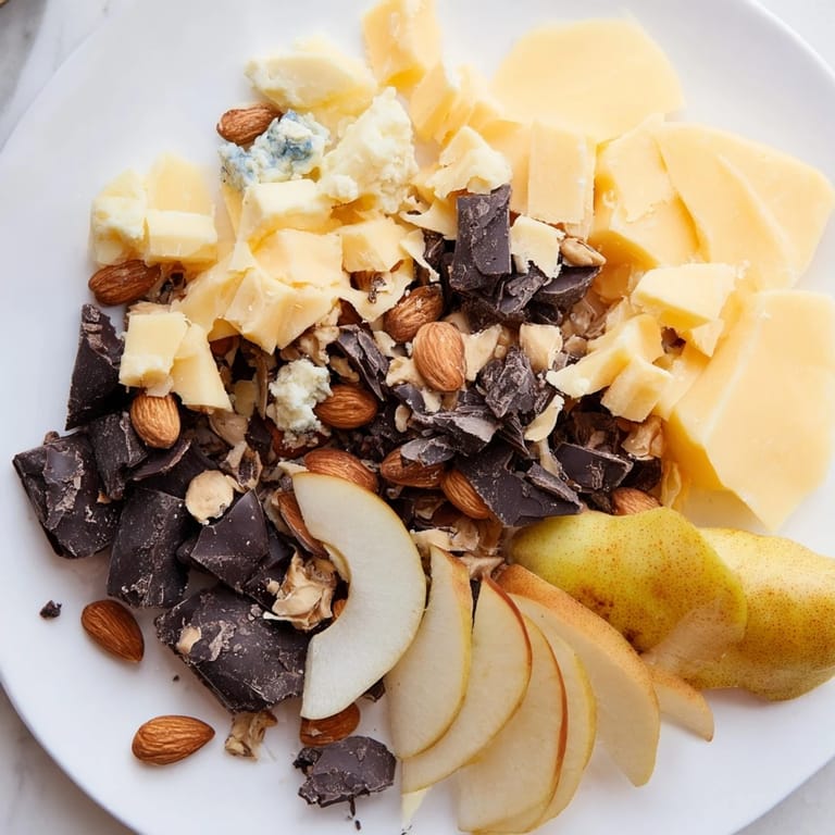 This cozy Fireside Comfort & Cocoa recipe features creamy aged cheeses with warm chocolate beverages.