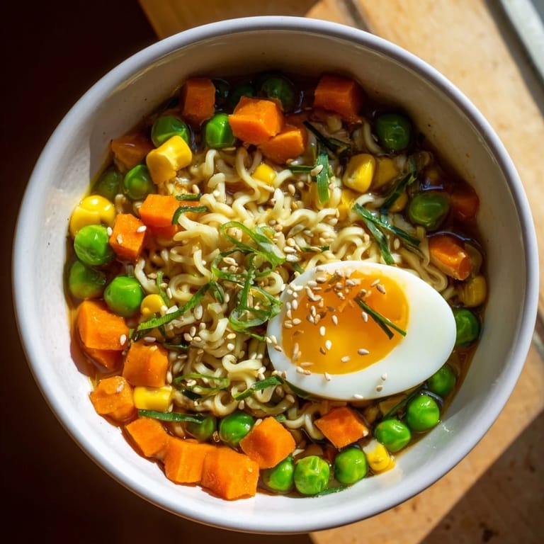 This easy ramen upgrade with frozen peas showcases colorful veggies and fragrant broth, perfect.