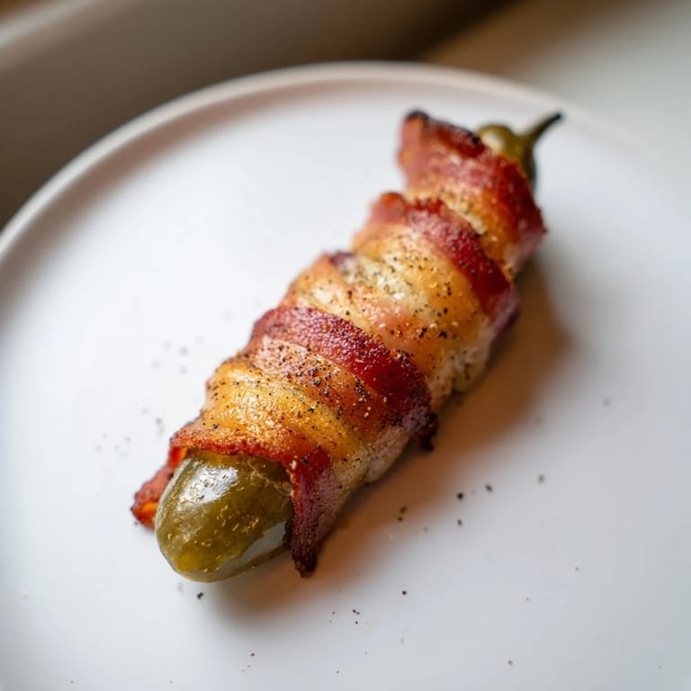 Savory bacon-wrapped pickles, a satisfying game day snack arranged on a baking sheet, ready to serve.