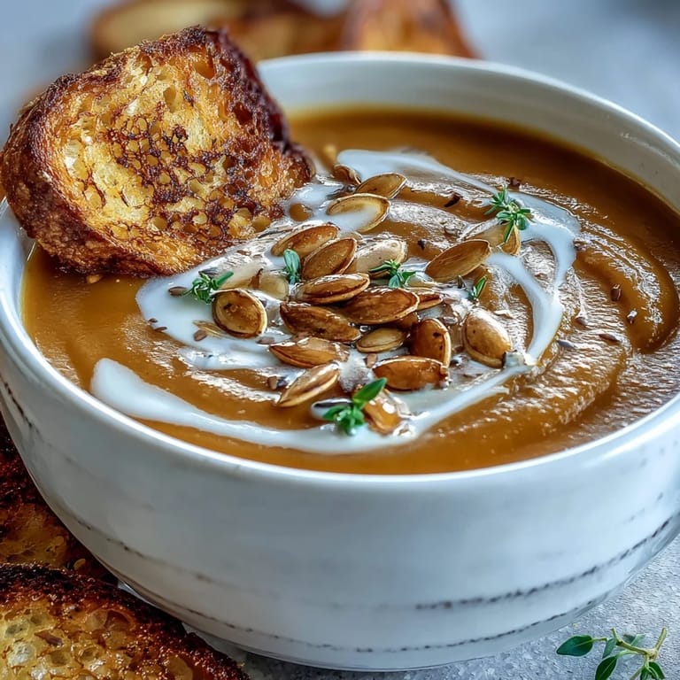 Roasted squash cubes simmering in a pot to make Easy Roasted Butternut Squash Soup.