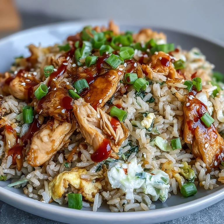 Forkful of Egg Roll Fried Rice featuring scrambled egg, green onions, and soy sauce.