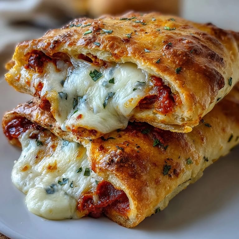 Freshly baked High Protein Pizza Hot Pockets on a cooling rack, golden crust brushed with olive oil and sprinkled with herbs.