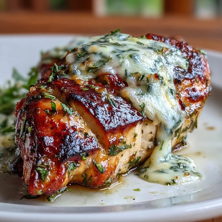 Juicy chicken breasts marinated in tangy salsa verde, grilled to perfection and topped with creamy pepper Jack cheese.