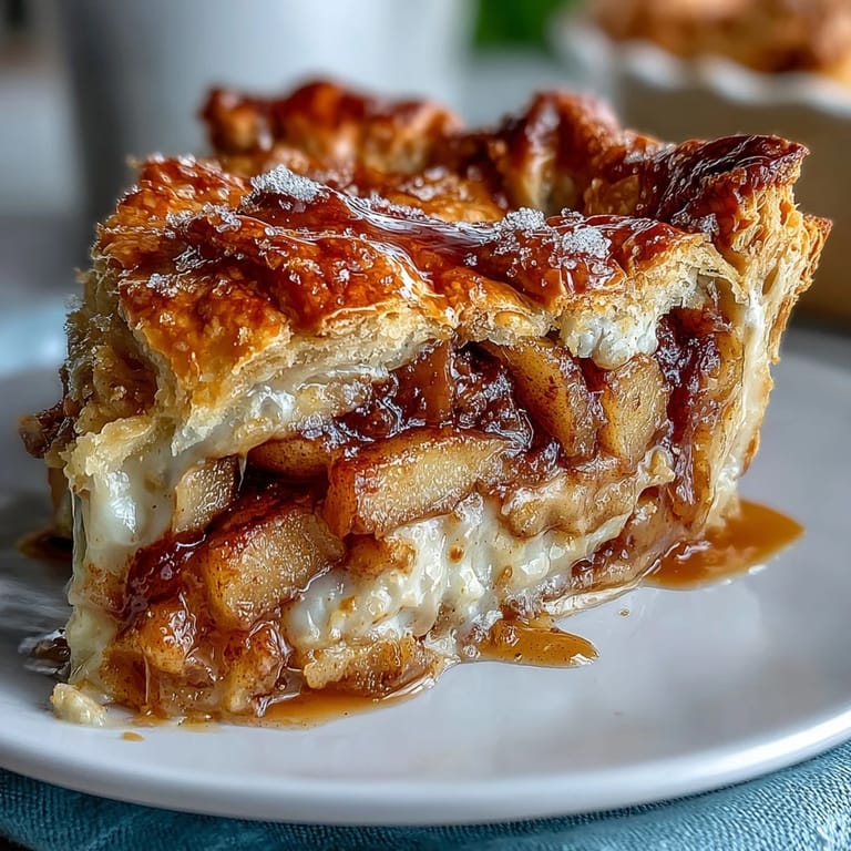 Close-up of cardamom apple pie with crimped edges, steam rising from spiced apples and golden pastry, evoking comforting homemade flavors.