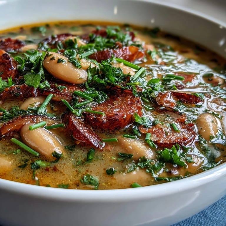 Creamy butter bean soup with diced ham, aromatic vegetables, and a sprinkle of parsley for a comforting meal.  