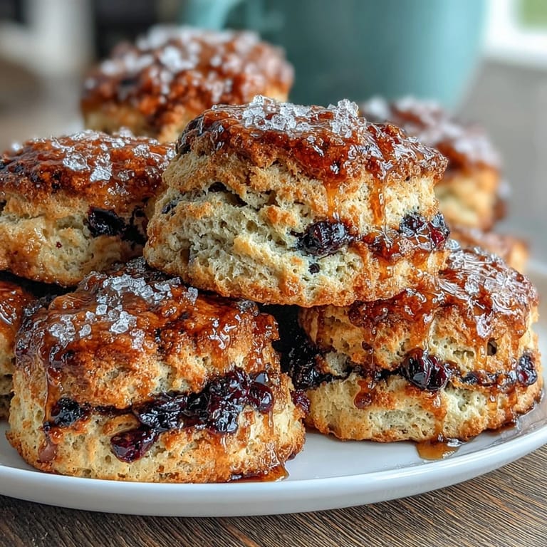 Homemade blueberry lemon sourdough scones, tender and lightly golden, topped with coarse sugar for extra crunch.